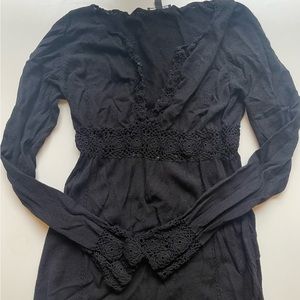 Black Top with Crochet Details